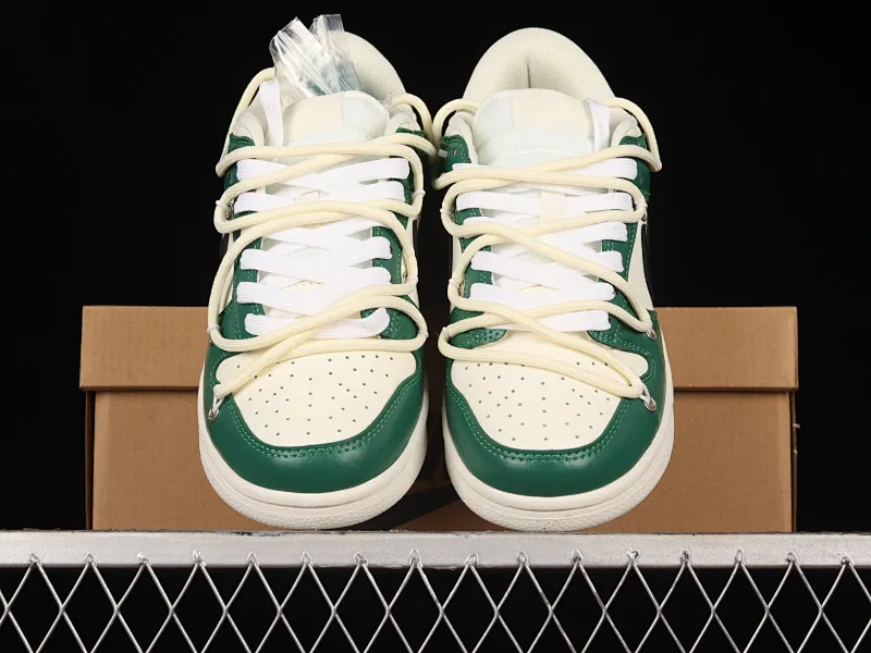 All categories Nk SB Dunk series Nk SB Dunk Low low-top sneakers Nk Dunk Low white, green and black hook customized version of deconstructed strap casual sneakers DJ6188-100